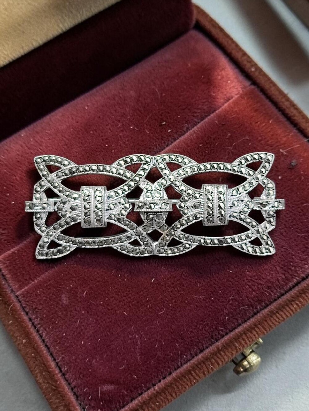 Antique Art Deco Sterling Silver Marcasite Brooch
